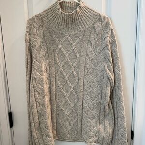 Men's Banana Republic Italian Merlino Cable Knit Marbled  Sweater Beige NWT